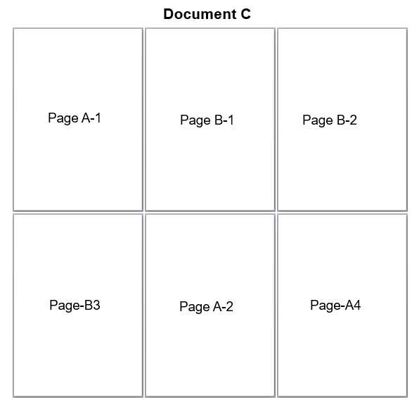 Page Builder - هيكل مستندات عينة A و B مع 4 صفحات لكل منهما