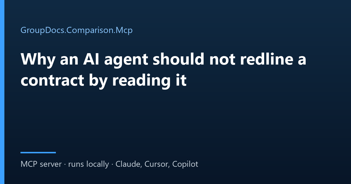 AI contract review: redline a contract revision with an AI agent and GroupDocs.Comparison.Mcp