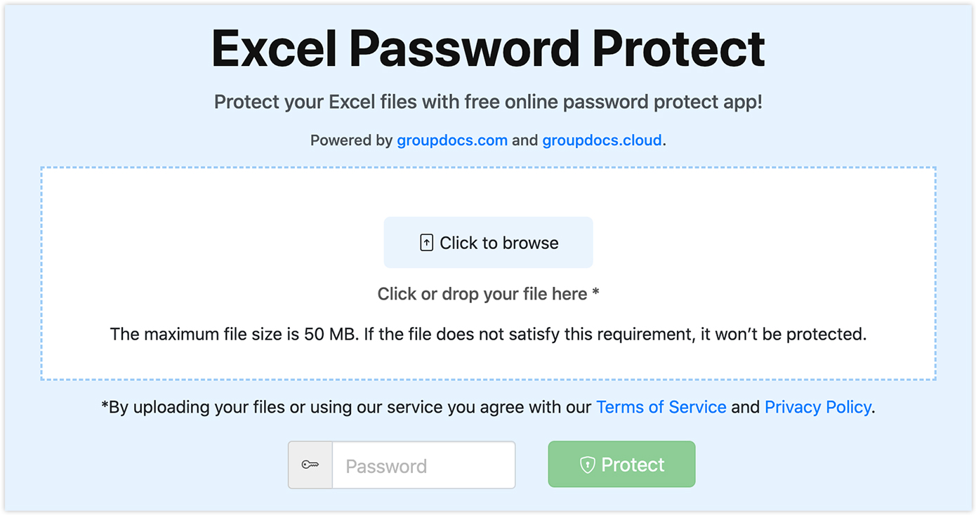 Chraňte heslem Excel tabulky online