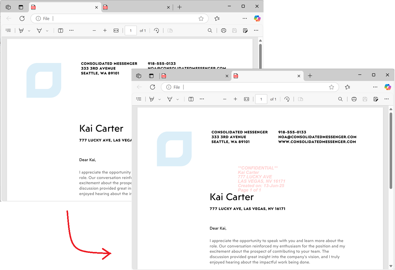 Ejemplo de documento PDF con marca de agua contextual generada por IA aplicada