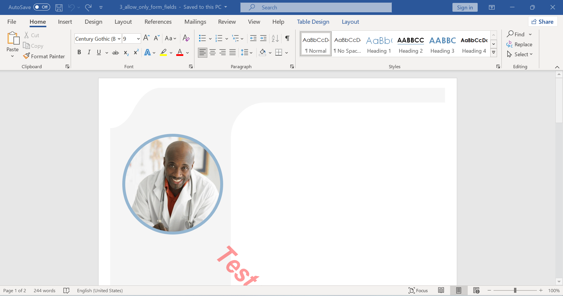 Filigrane protégé par mot de passe dans une section cachée de Word