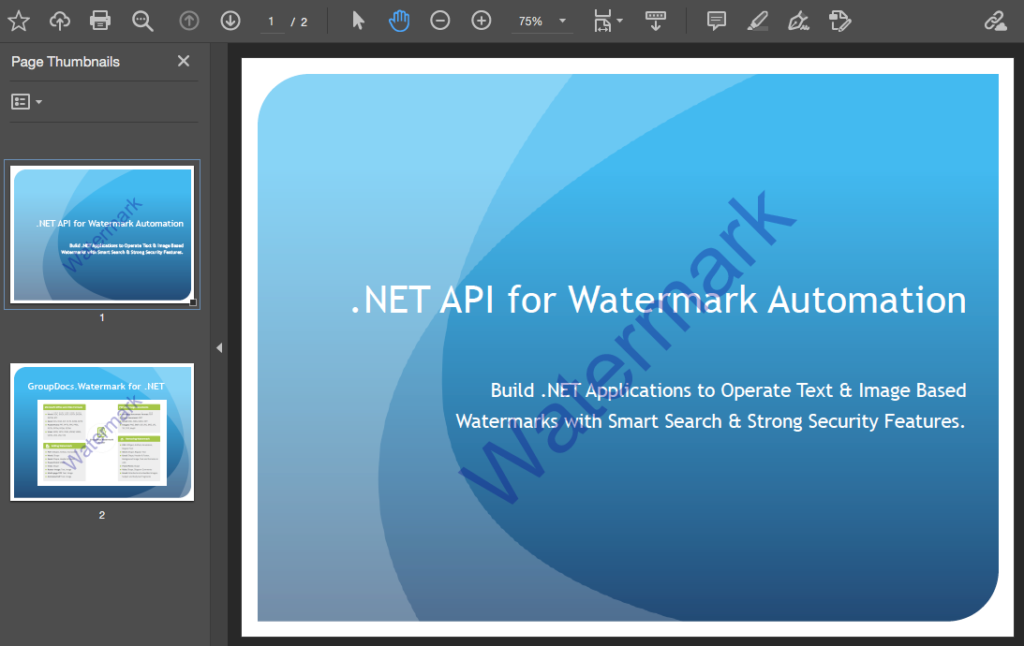 Tambahkan Tanda Air Teks ke PDF menggunakan C#