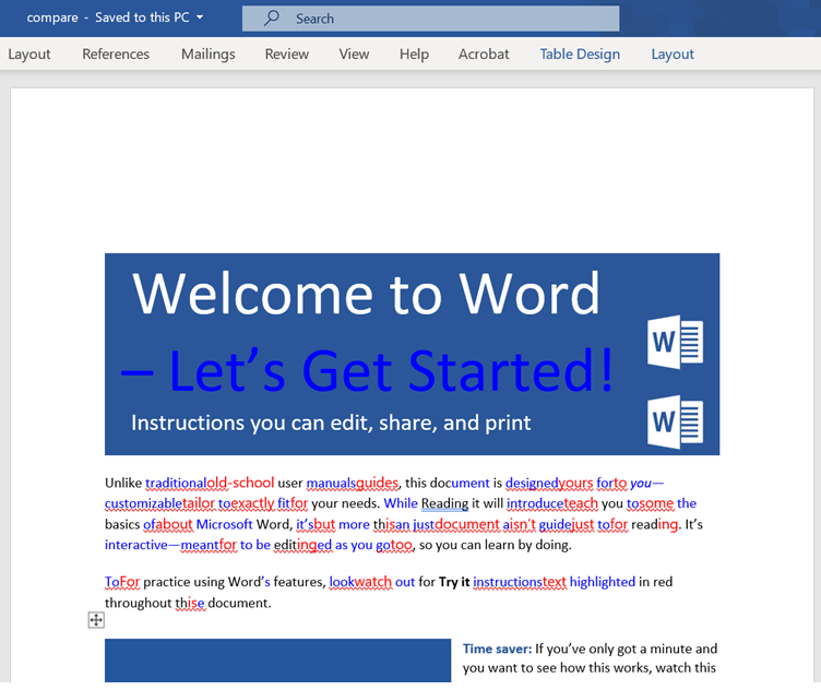 Risultato del confronto di documenti Word che mostra le differenze evidenziate tra i file sorgente e target con modifiche codificate a colori - eliminazioni in rosso, aggiunte in blu e modifiche chiaramente contrassegnate