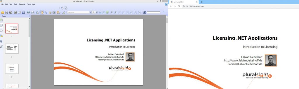 Uscita da PDF a HTML