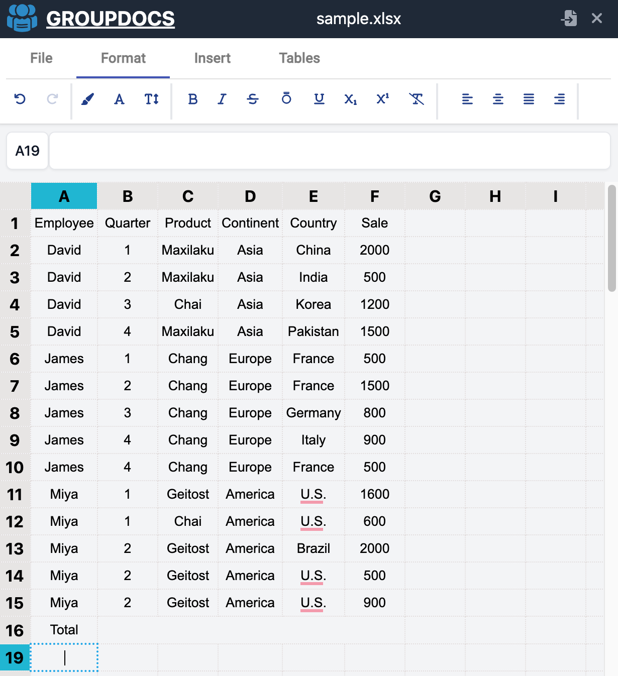 Modifica di fogli di calcolo Excel
