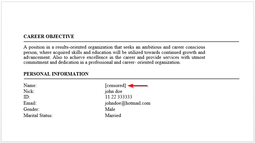 Redazione con distinzione tra maiuscole e minuscole