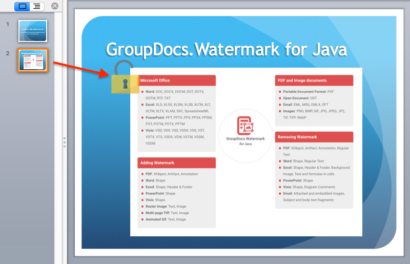 Filigrana immagine alla diapositiva di presentazione