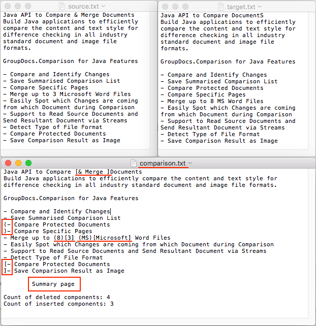 Javaを使用してテキストファイルを比較する