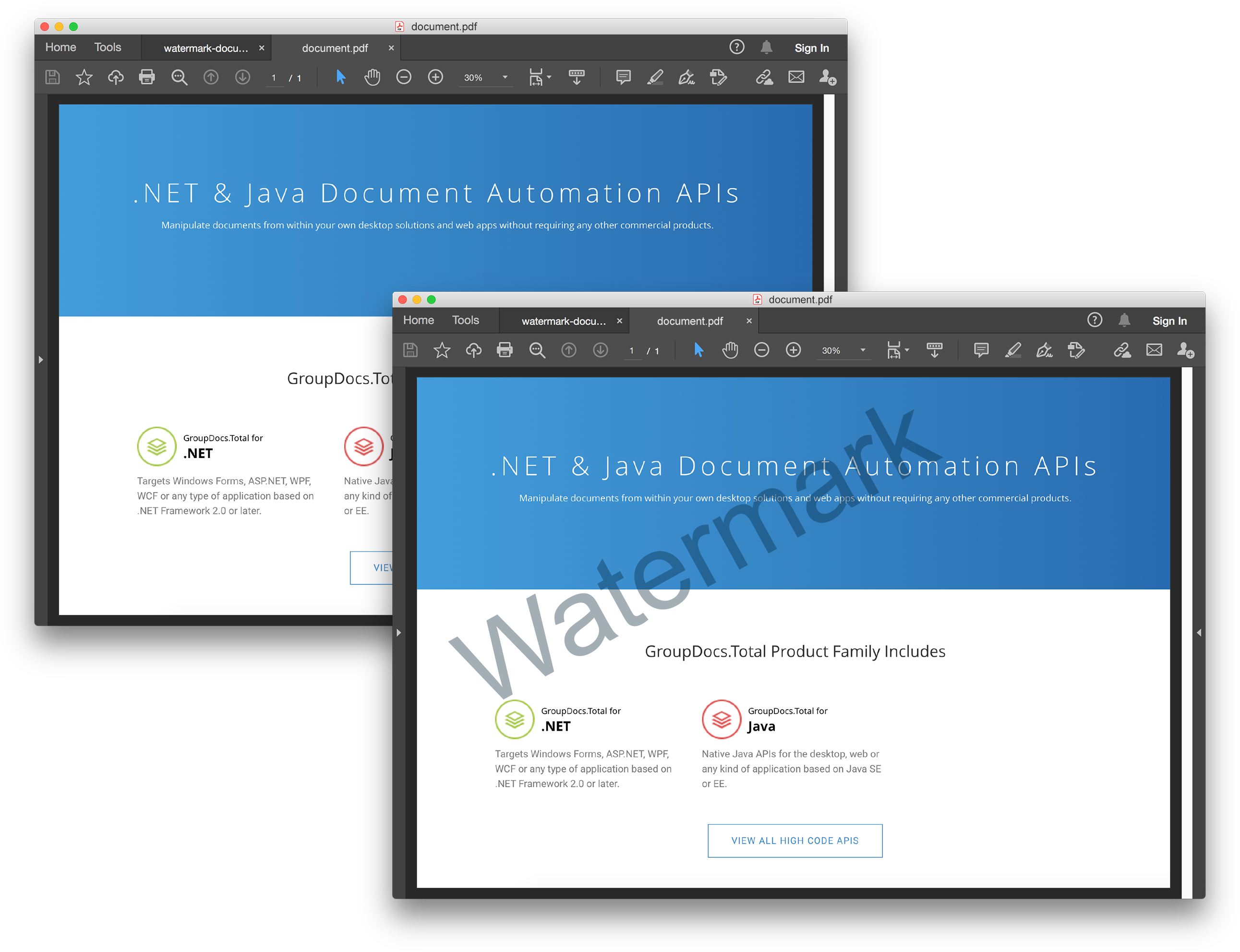 透かし入りの PDF 出力