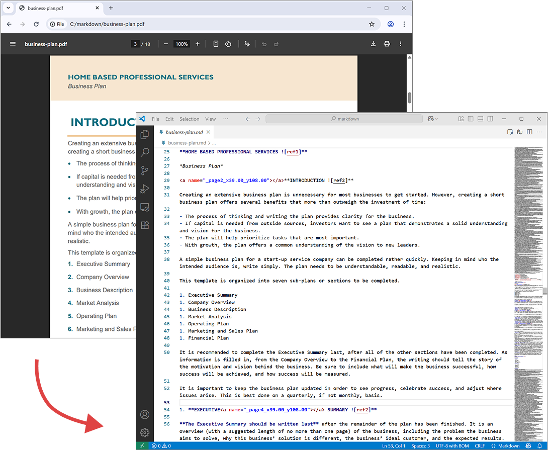 Source PDF and output Markdown file