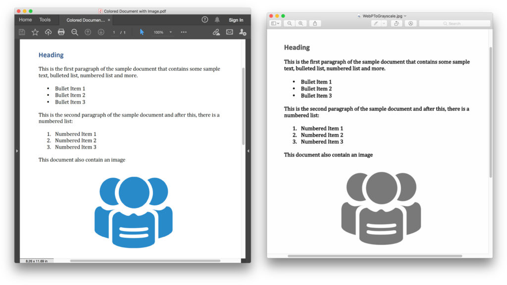 Geconverteerde PDF naar grijstinten
