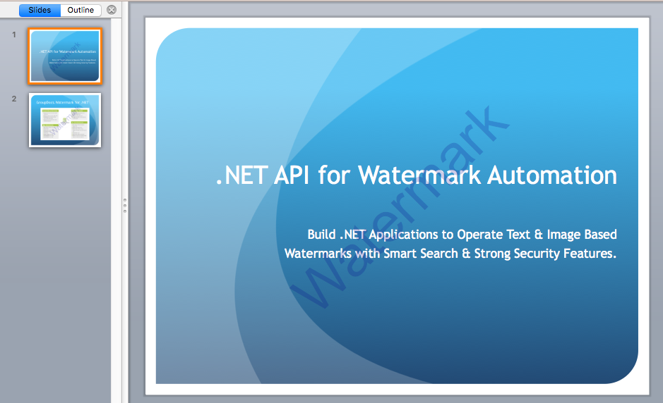 Tekstwatermerk naar presentatiedia