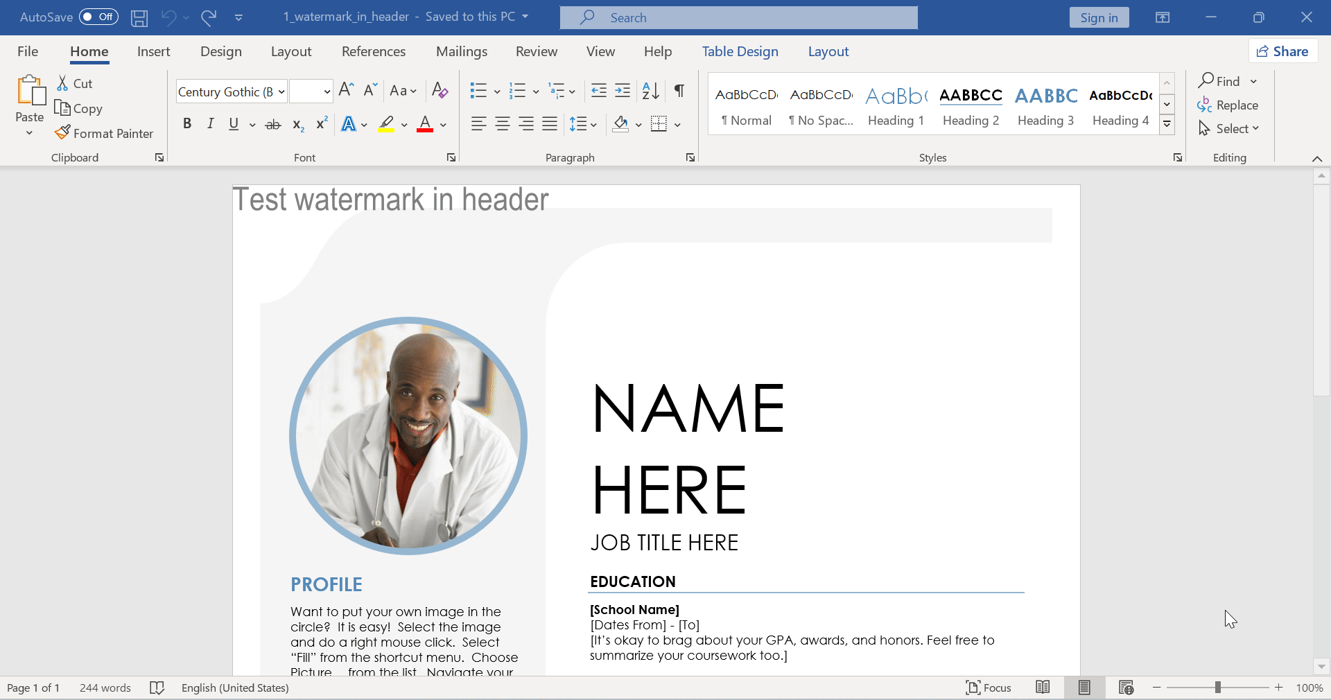 Het verwijderen van een eenvoudig koptekst watermerk in Microsoft Word