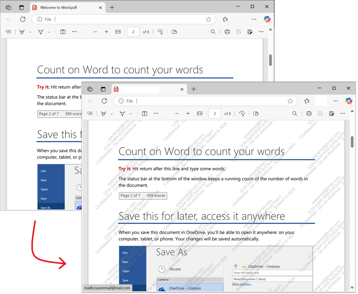 Dichte raster multi-regel tekst tegelwatermerk voor documentbeveiliging en monitoring