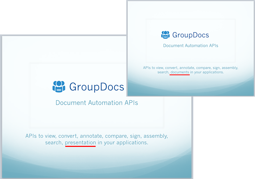apresentação pptx editada usando API de edição