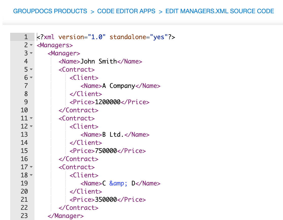 Edição de arquivo XML