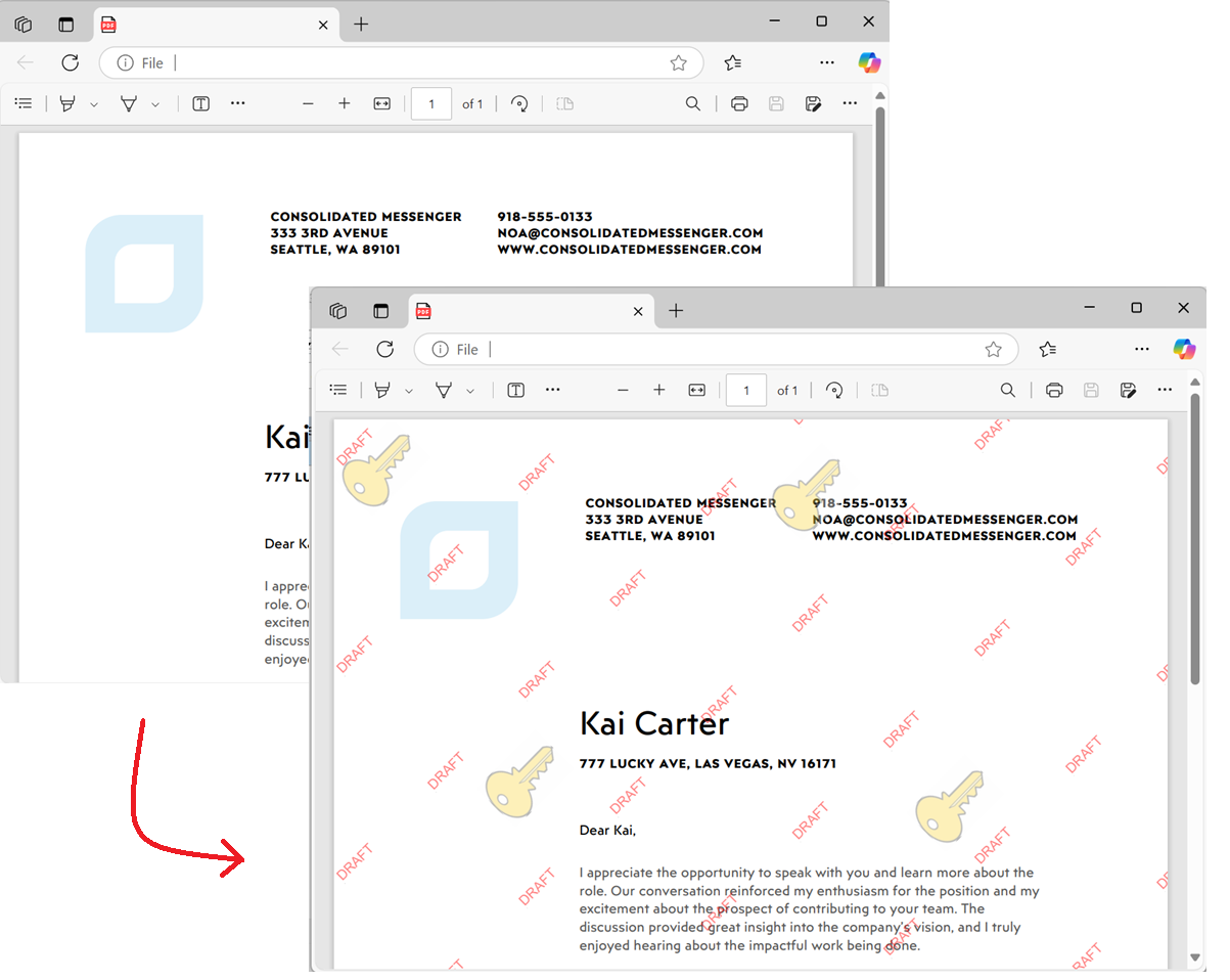 Marcas de água de texto e imagem combinadas em camadas para segurança máxima do documento