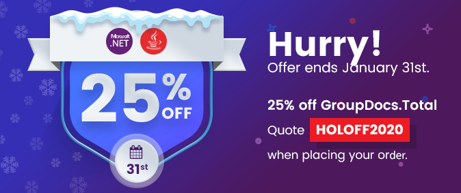 Offer Ends 31st Jan 2021 on GroupDocs.Total