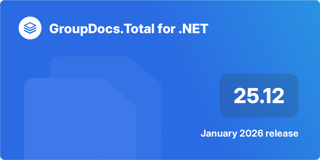 Screenshot of GroupDocs.Total for .NET 25.12 release highlights, showcasing the new Markdown component.
