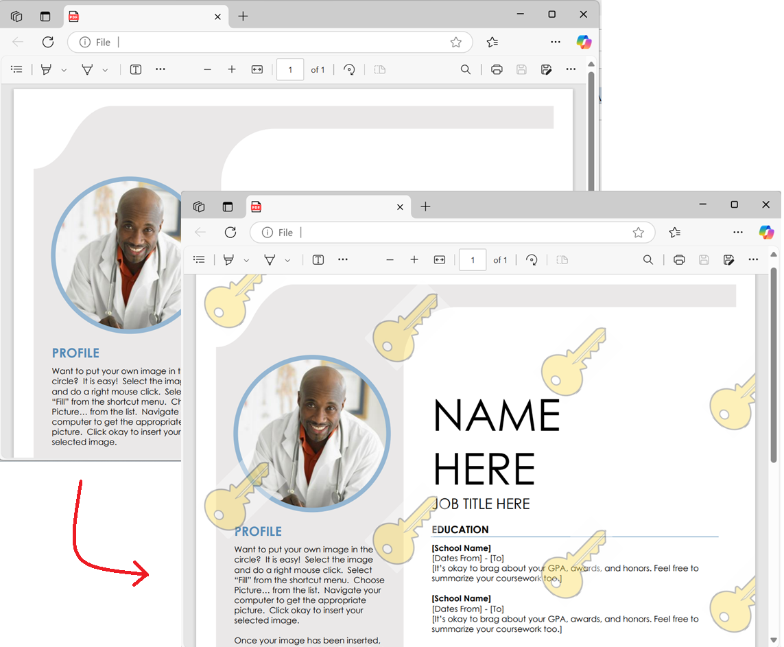 Marka koruma ve güvenlik için PDF üzerinde şirket logosu görüntü döşeme filigranı