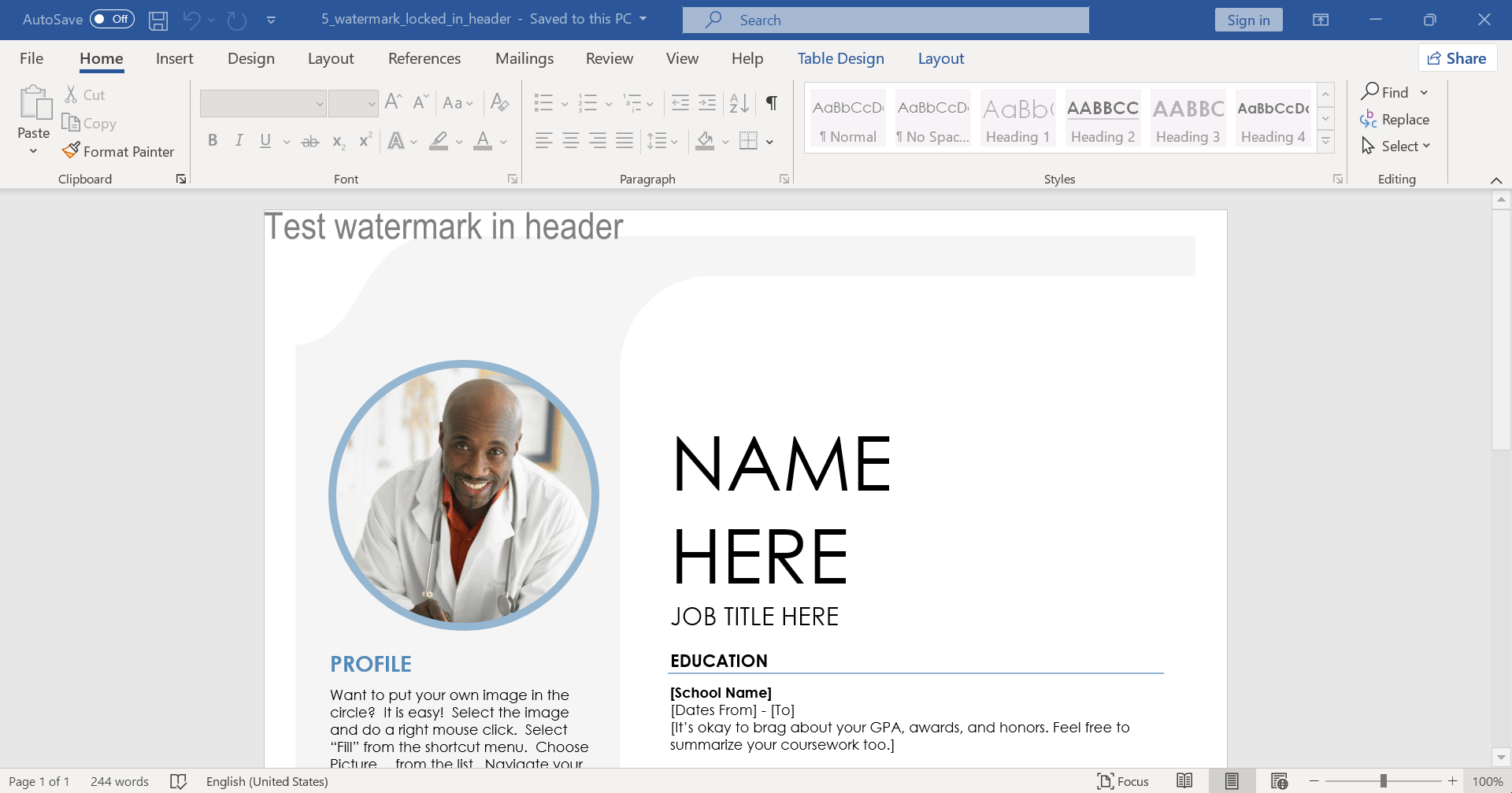 鎖定的標題水印與可編輯內容範圍