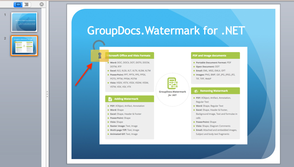 图像水印到演示幻灯片